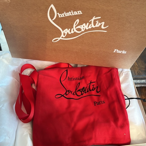 Louboutin denim wedges 38 Madmonica 120 Miss Denim Pat Silver spikes - Picture 13 of 13